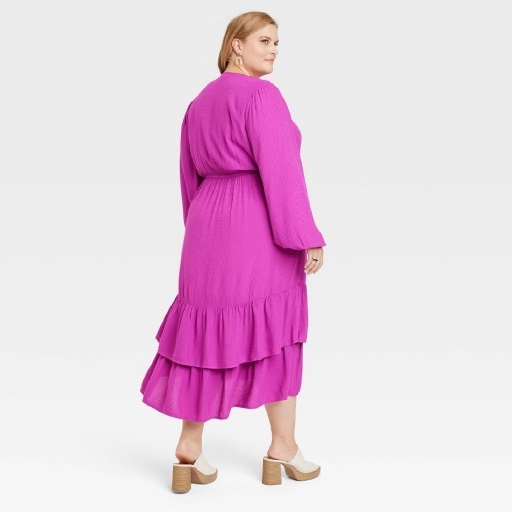 Women's Plus Size Long Sleeve Wrap Dress - Knox Rose Pink Size 2X - Picture 2 of 10